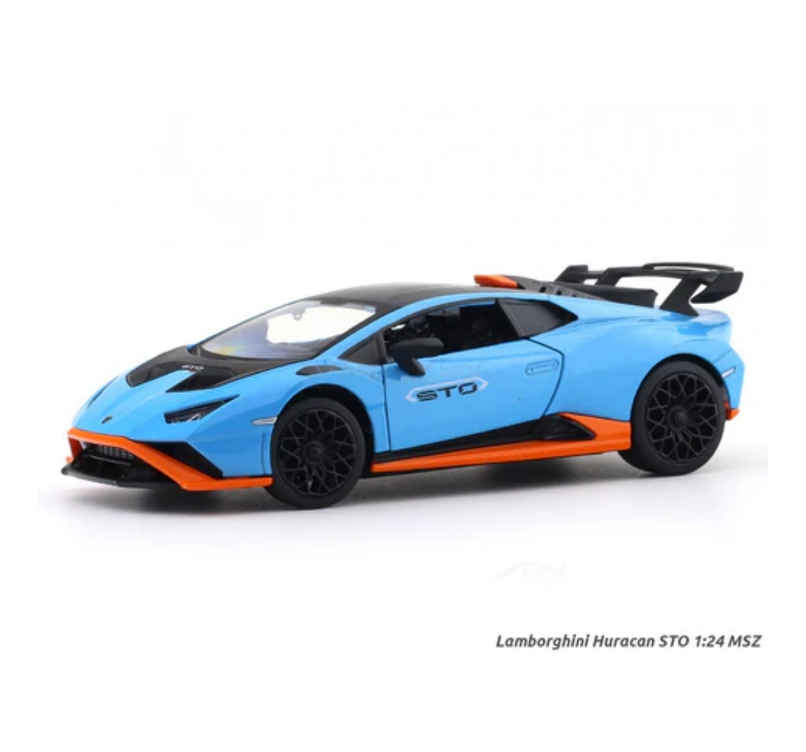 MSZ Licensed 1:24 Lamborghini Huracan STO Diecast Model Car Blue