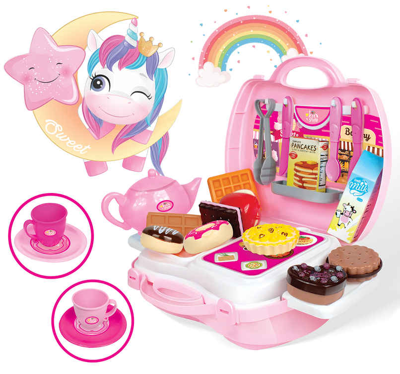ITOYS Unicorn Tea Party Suitcase Kitchen Play Set ITOYS Unicorn Tea Party Suitcase Kitchen Play Set