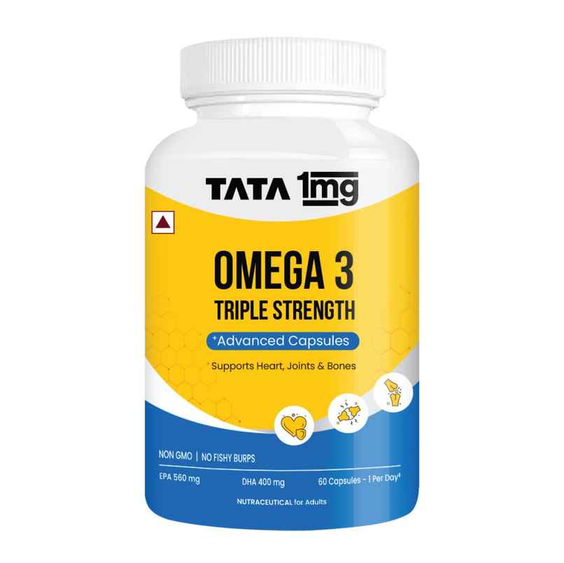 Tata 1mg Triple Strength Omega 3 Fish Oil Capsules Pack Of 60