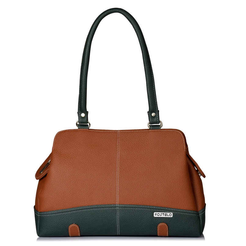 Fostelo Women's Vegan Leather Helena Handbags Shoulder Hobo Bag Ladies Purse | Tan | Large