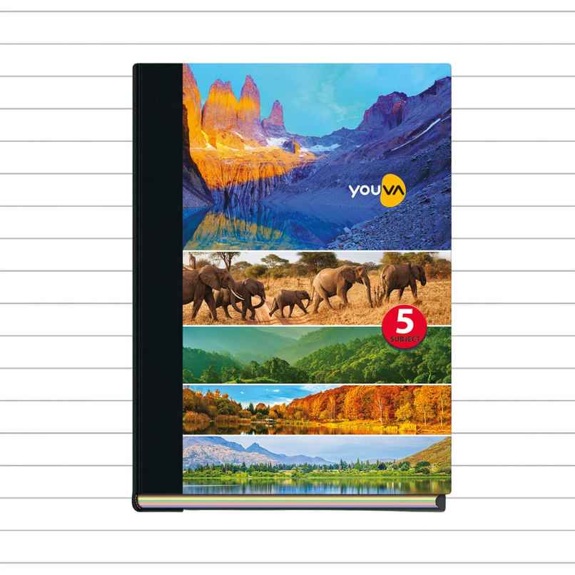 Navneet Youva Case Bound 5 Subject Single Line Notebook | 400 Pages | 18.5 x 24.7 cm | Multicolour
