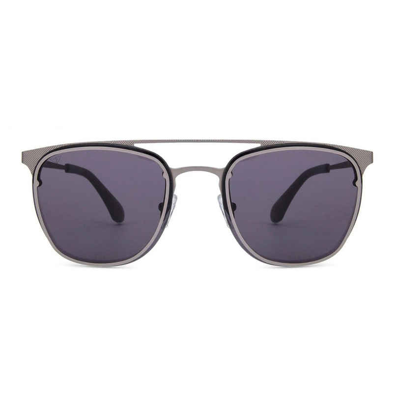Vincent Chase By Lenskart Unisex Solid Stainless Steel Clubmaster Sunglasses | Dark Grey - M