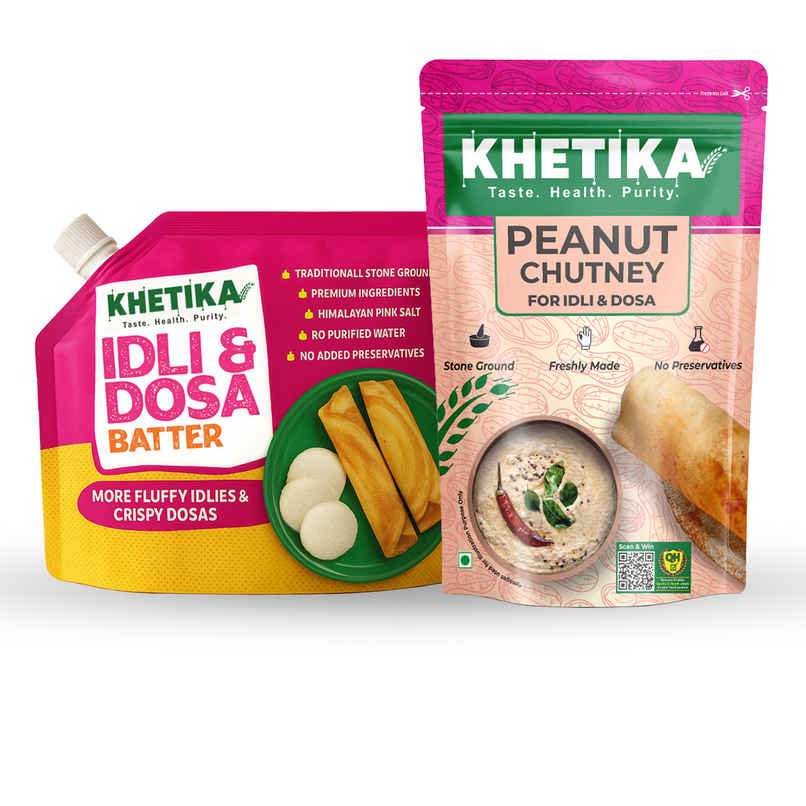 Khetika Fresh Idli Dosa Batter (1kg) & Khetika Peanut Chutney (120g) Combo
