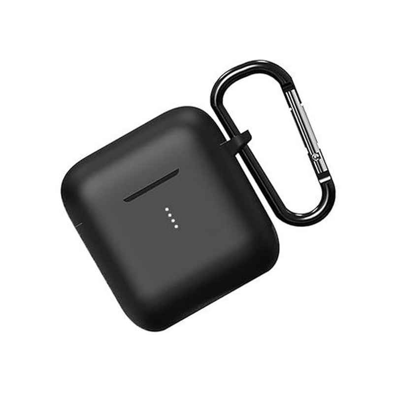 Sounce Silicone Case Cover for Boat Airdopes 141 | Shockproof Protective Case Cover with Keychain | Black