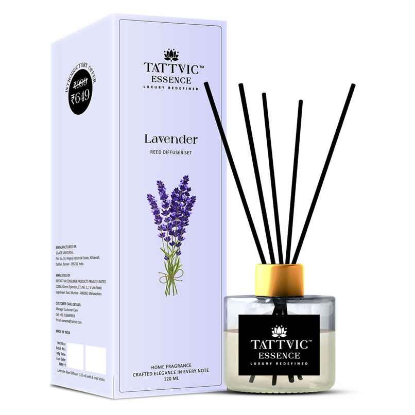 Tattvic Essence Luxury Reed Diffuser Set, Lavender | Stress Relief