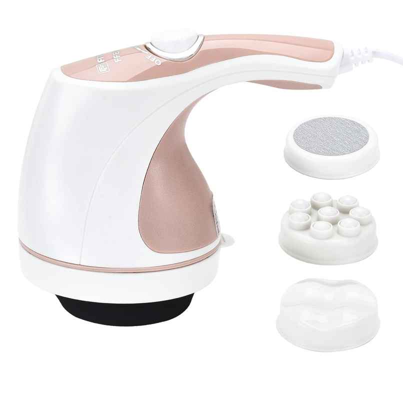 INALSA Fittyfy FFBM 01 Electric Handheld Full Body Massager-4 Heads &Variable Speed White/Pink