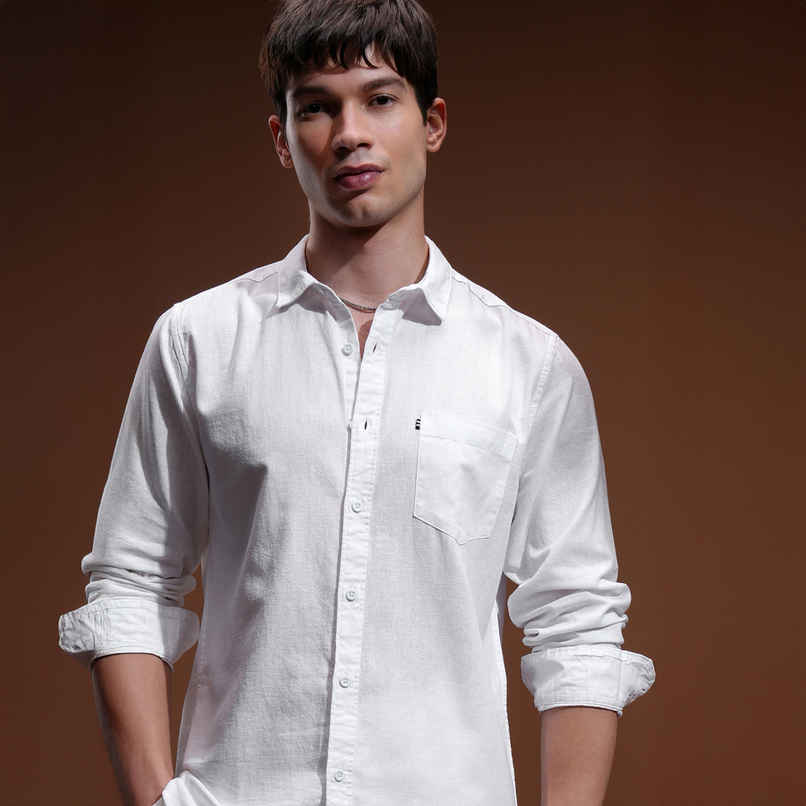 Highlander Men's Slim Fit Casual Shirt | White - XL