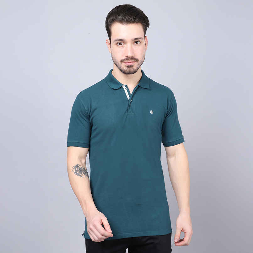 Cantabil Men's Polo Collar T-shirt | Teal - M