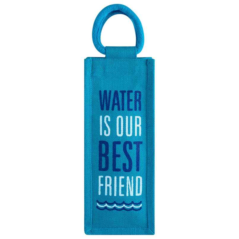Jute Cottage Carry Bag - Bottle Bag Best Friend | Eco-friendly | Turquoise Blue | 14 x 5 x 4.5
