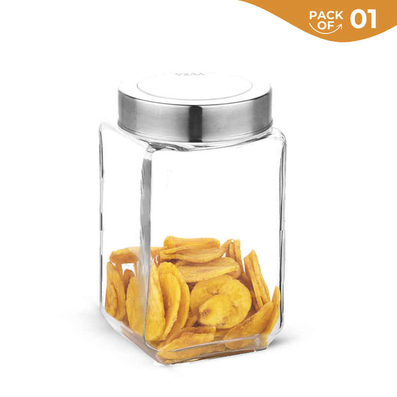 Yera Premium Glass Jar With Steel See-Through Lid 1 Pc 1070 ml (Each)