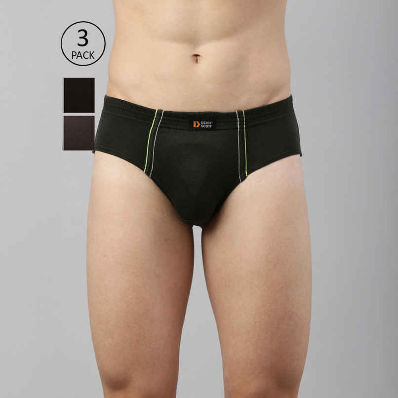 Dixcy Scott Men's Solid 100% Combed Cotton | Outer Elastic Waistband Brief | Multicolour - S
