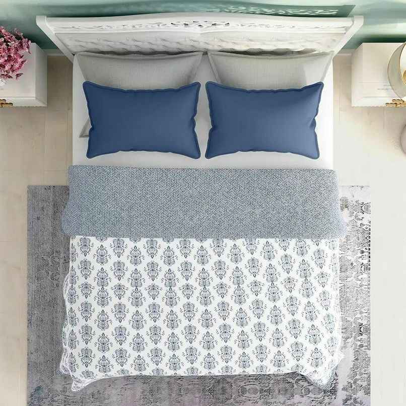 Wakefit All Season Dohar | Double(90x82 Inch) | 110 GSM | 100% Cotton | Reversible Design Susane Blue