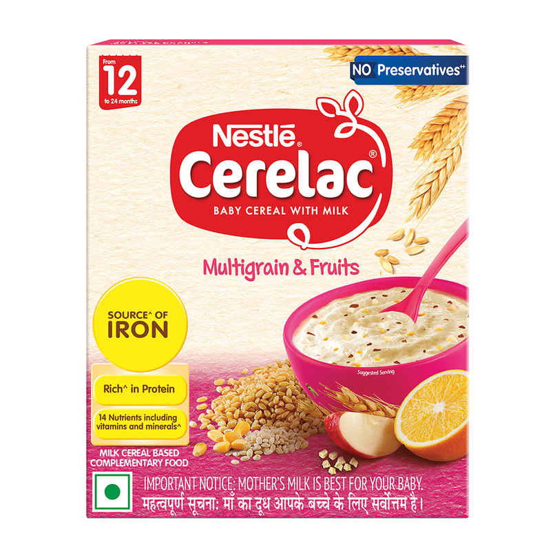 Nestle Cerelac Multigrain & Fruits Baby Food Cereal | No Preservatives | 12 to 24 Months