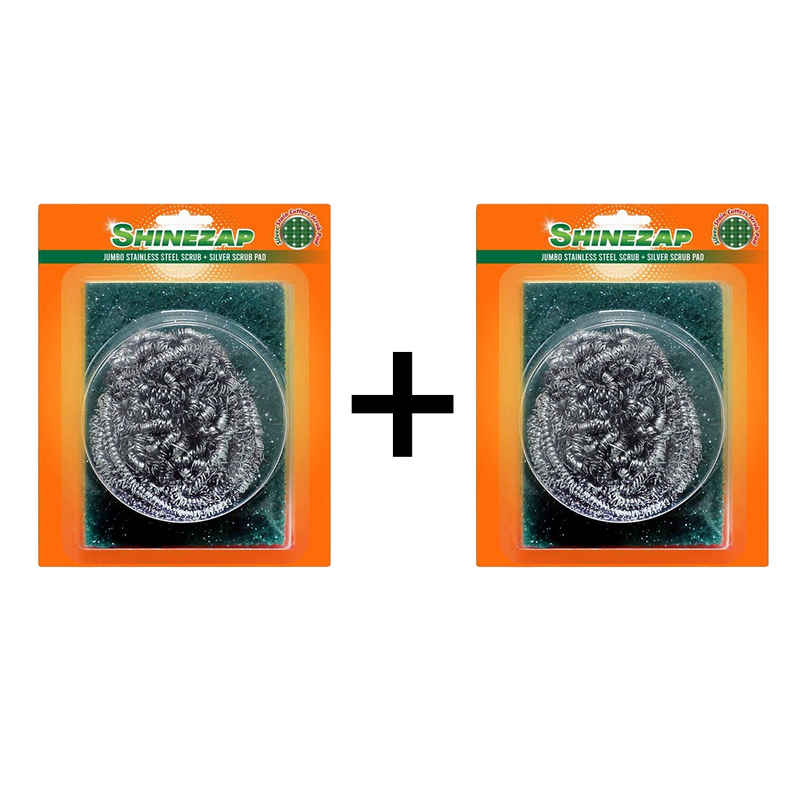 Shinezap Jumbo Steel Scrub & Silver Scrub Pad Combo Combo