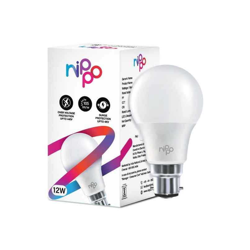 Nippo 12W LED Bulb | Cool Light | B22 Base Holder