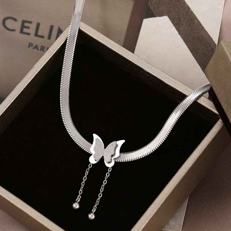 Fashion Frill Women's Butterfly Pendant Chain Silver Onesize