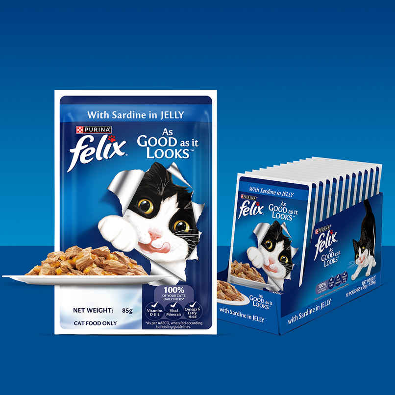 Felix Sardine Jelly Wet Cat Food Adult | Complete & Balanced Felix Sardine Jelly Wet Cat Food Adult | Complete & Balanced