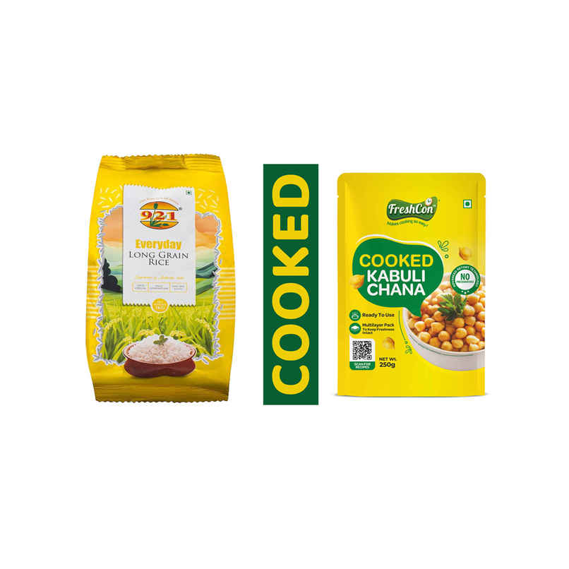 921 Everyday Long Grain Rice (1kg) & Freshcon Cooked Rajma | Kidney Beans (250g) Combo 