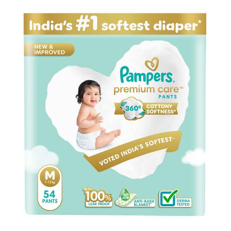 Pampers Premium Care Baby Diapers | Pant Style | M | 54 pcs Pampers Premium Care Baby Diapers | Pant Style | M | 54 pcs