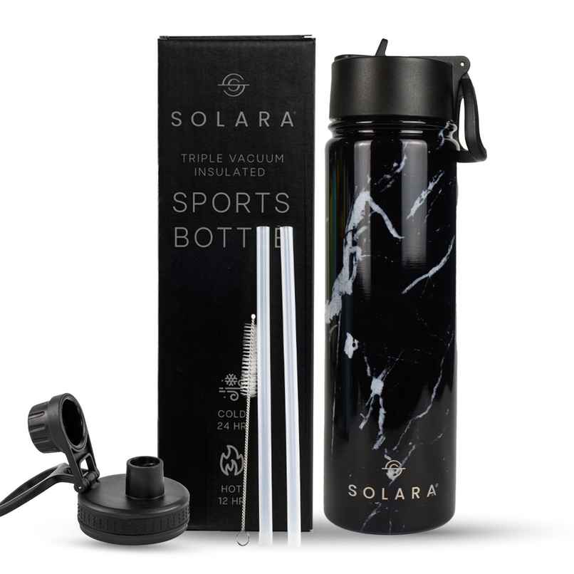 Solara Stainless Steel Insulated Water Bottle For | Black | 650 ml