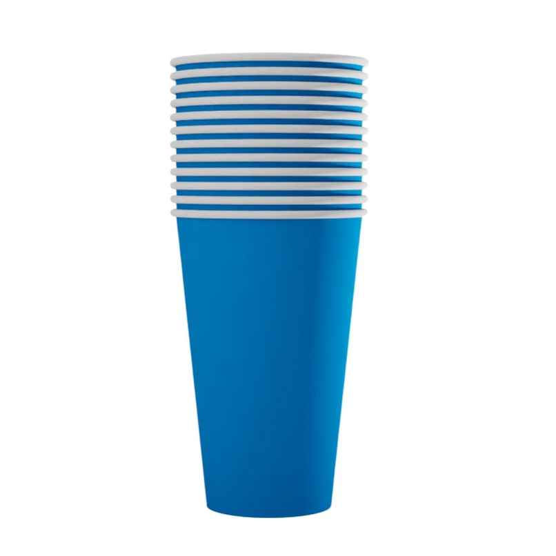 Thick Paper Beer Pong Party Glass | Blue | 450 ml | Pack of 10 | Naturepac