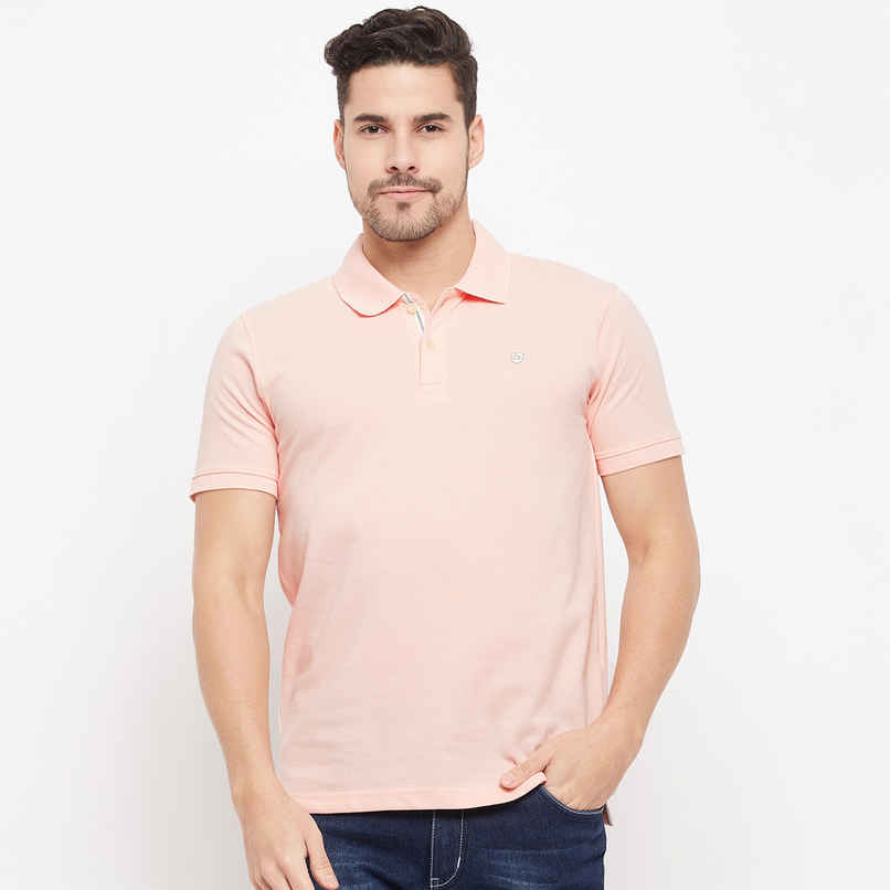Cantabil Men's Polo Collar T-shirt | Pink - M