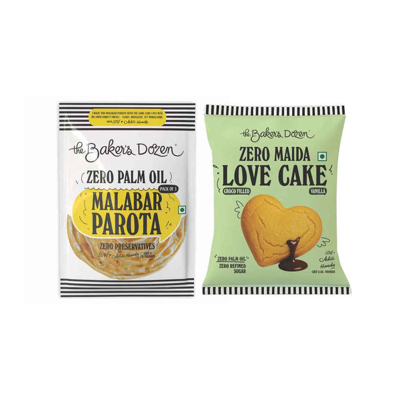 The Baker'S Dozen Zero Palm Oil Malabar Parota | Wheat Paratha | Ready To Eat | Ready To Cook (210g) & The Baker'S Dozen Zero Maida Chapati Made From Atta | Wheat Chapati | Ready To Eat | Ready To Cook (230g) Combo