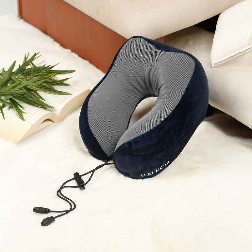 Teakwood Leathers Unisex Soft Foam U-Shaped Neck Pillow | Blue Teakwood Leathers Unisex Soft Foam U-Shaped Neck Pillow | Blue