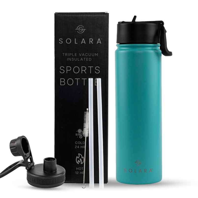 Solara Stainless Steel Insulated Water Bottle for Travel, Office, School, Gym | Aqua Blue | 650 ml