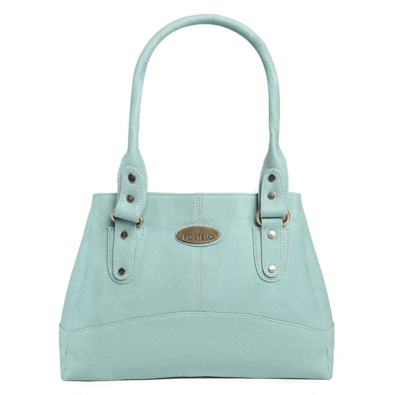 Fostelo Women's Vegan Leather Birdie Handbags Shoulder Hobo Bag Ladies Purse | Light Grey | Large