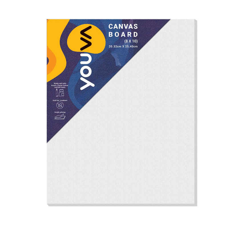 Navneet Youva Primed Canvas Board for Acrylic and Oil colour painting Size 8 x 10 inch