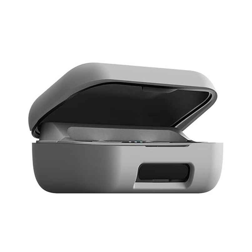 Sounce Earphone Case Cover Compatible with Boult Audio AirBass PowerBuds, Soft Silicone Skin Case Cover Shock-Absorbing Protective Case with Keychain-Grey