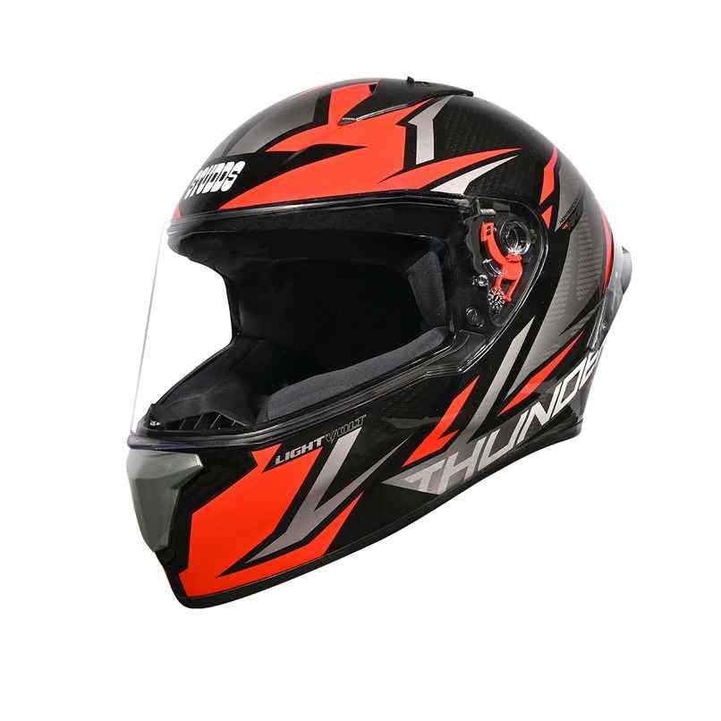 Studds Thunder D1 Lightvolt Full Face Helmet with Spoiler |Black Red - L