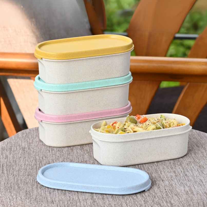 Eha Earth Friendly Naturebox Storage Containers, 600 ml, 4 pcs, Multi-light, Rice Husk Biocomposite