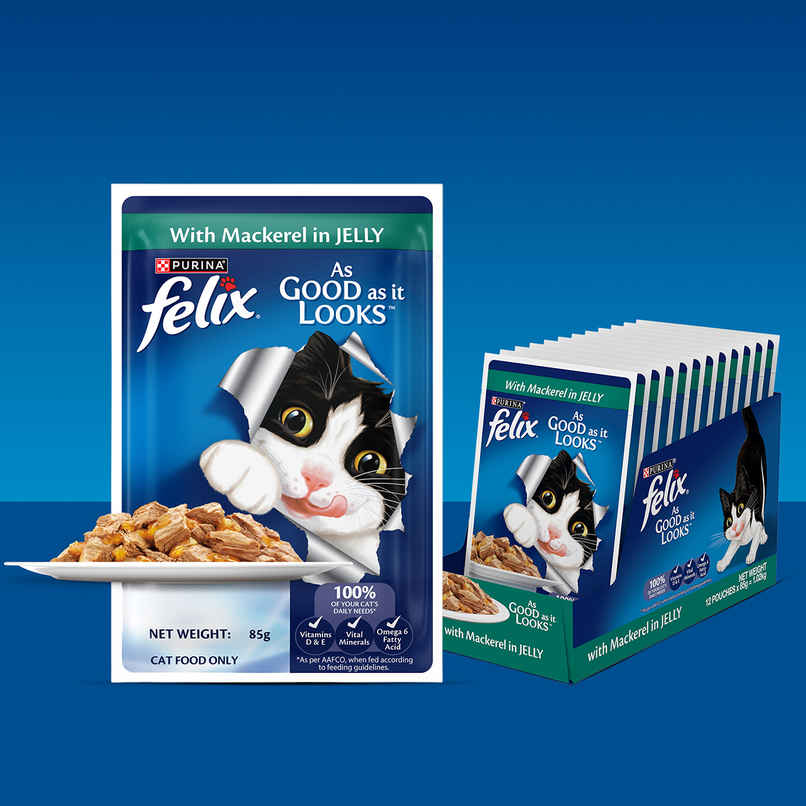 Felix Mackerel Jelly Wet Cat Food Adult | Complete & Balanced Felix Mackerel Jelly Wet Cat Food Adult | Complete & Balanced