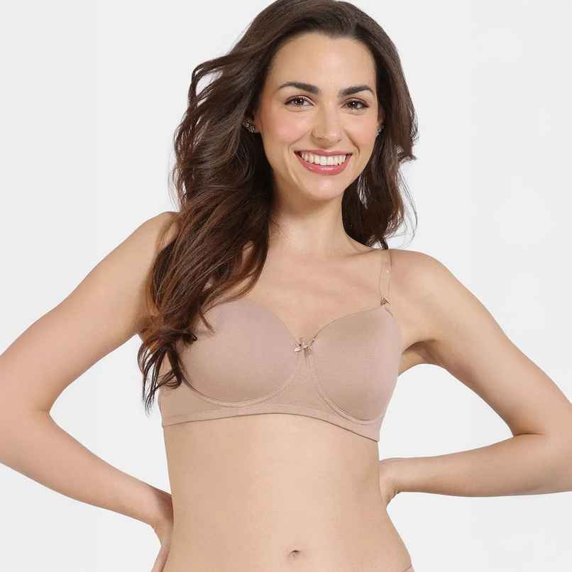 Zivame Women's Beautiful Basics Padded Non Wired 3/4Th Coverage Backless Bra | Skin - 34C