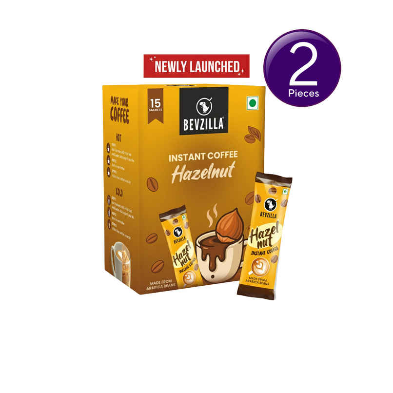 Bevzilla 15 Hazelnut Flavoured Instant Coffee Powder Sachets Combo