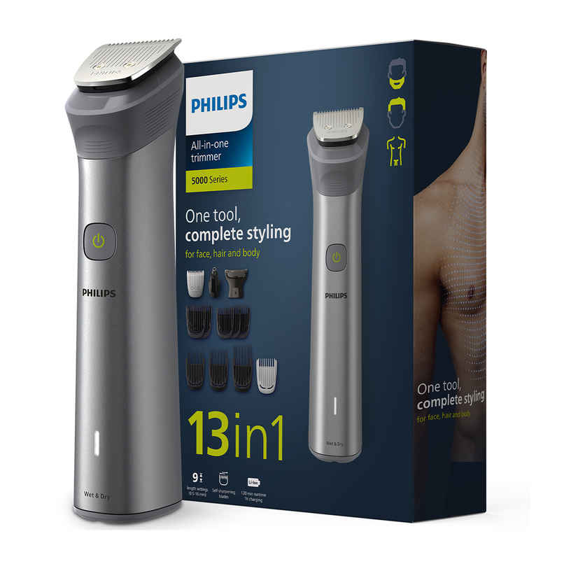 Philips India's No.1 Men's Trimmer | 13-in-1 Essential Body Kit -Face, Body & Private Parts | MG5930/65