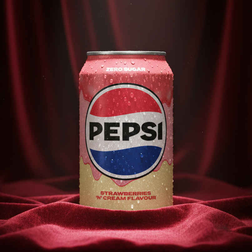 Pepsi UK Zero Sugar Strawberries and Cream Flavored Cold Drink Can