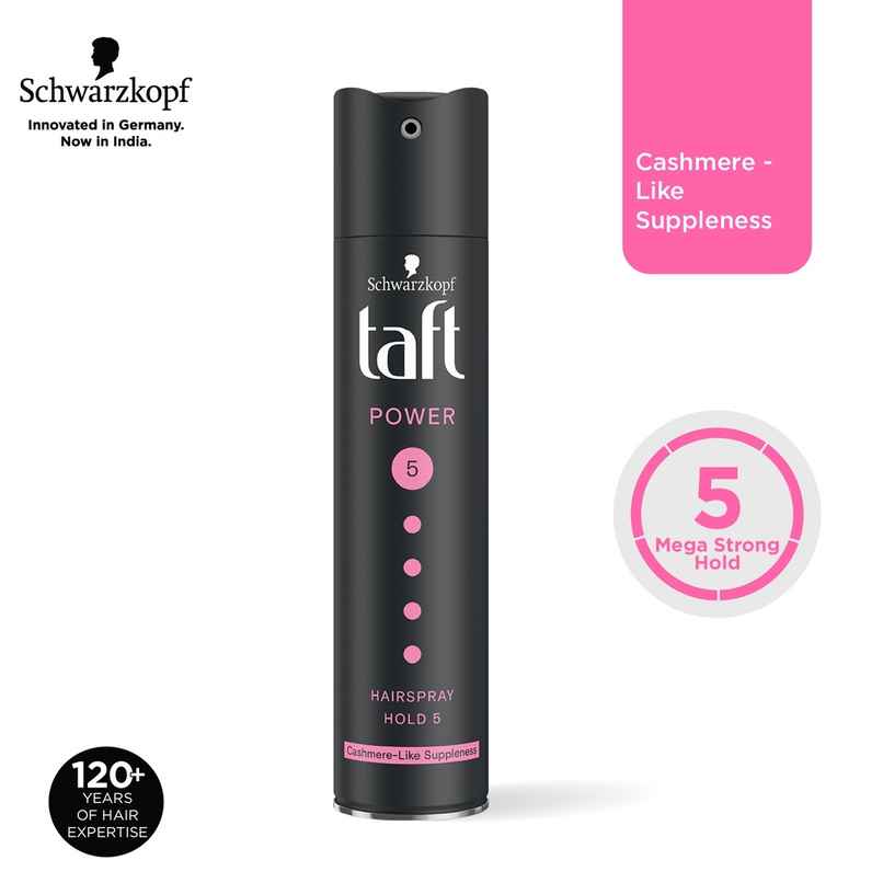 Schwarzkopf Taft Power Hold 5 Hair Spray For Heat Protection | Gives Cashmere Like Softness
