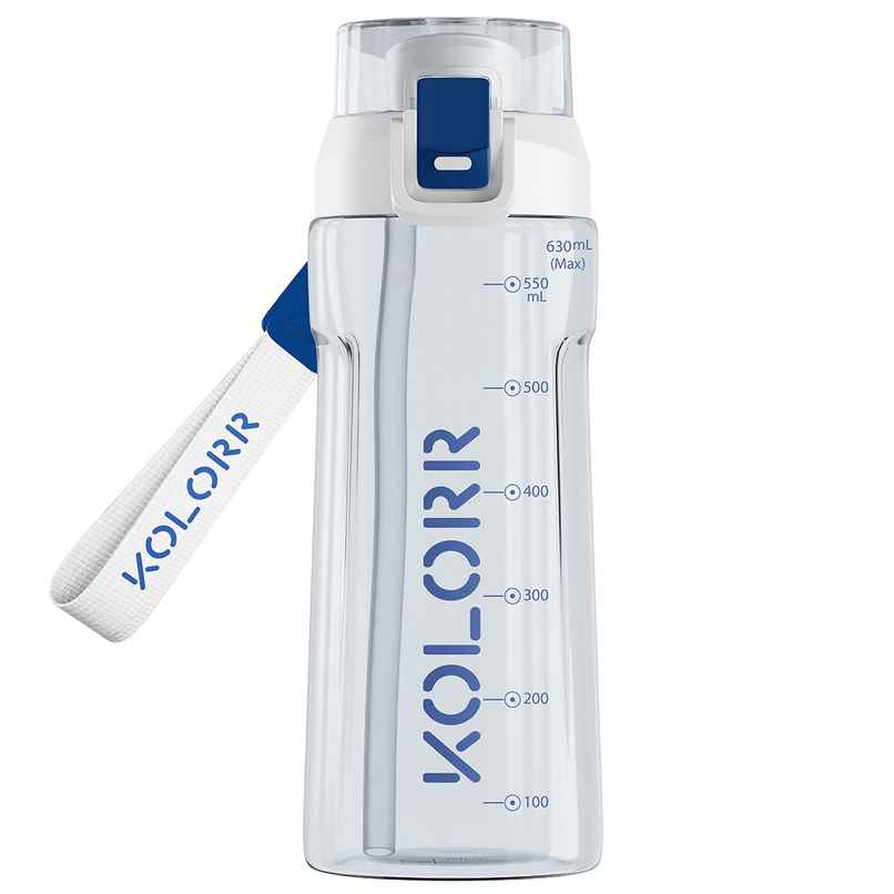 Kolorr Glide 630 ml Bottle | White & Blue | Ideal for Travel & Everyday Hydration