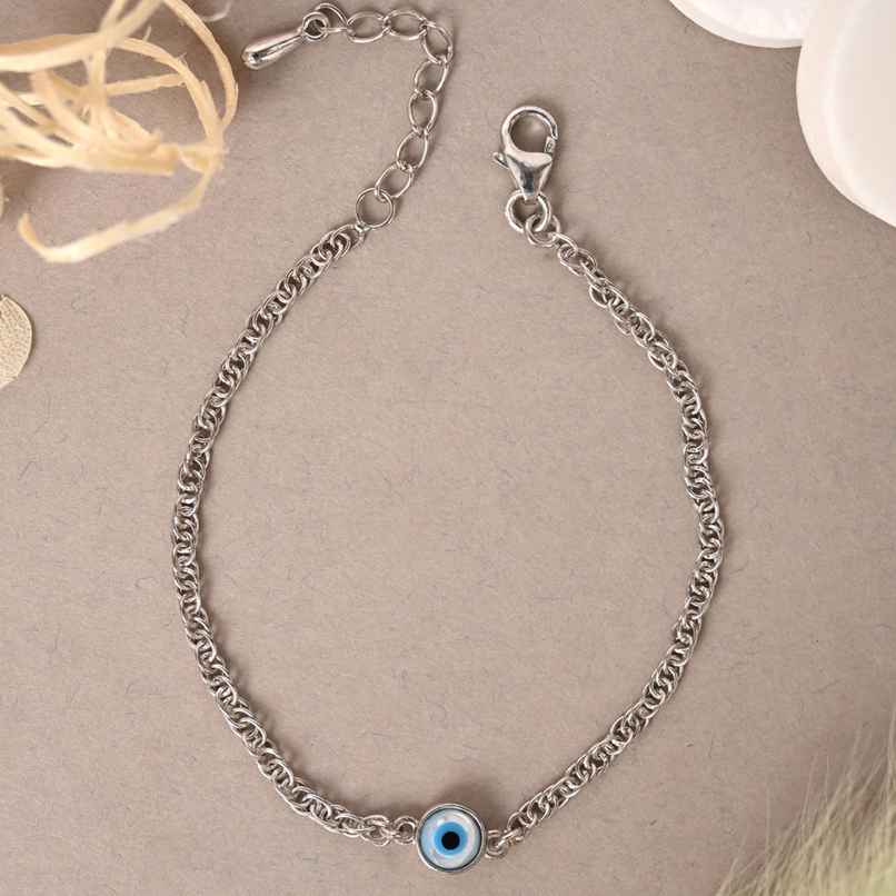 Clara 925 Pure Silver Evil Eye Chain Bracelet | Adjustable | Anti-Tarnish | Gift for Women & Girls