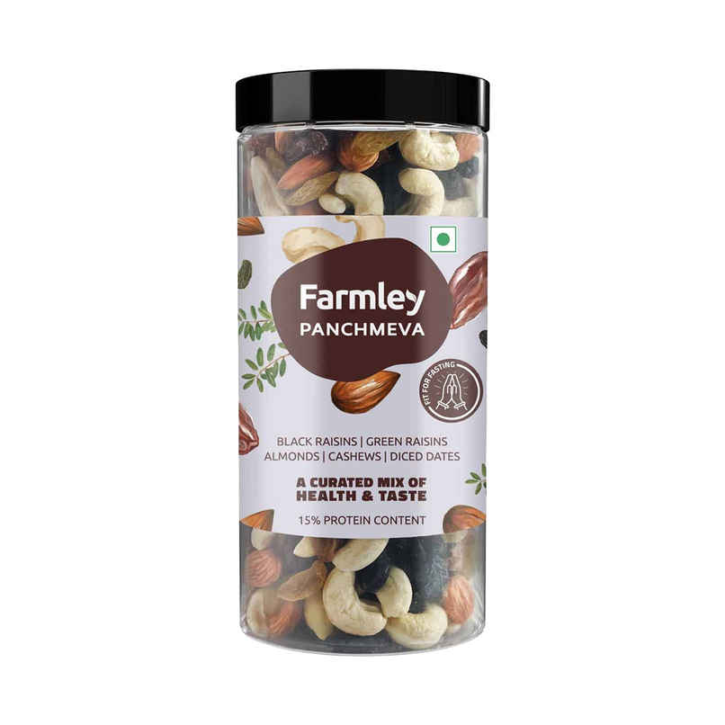Farmley Mix Dry Fruits Panchmeva | Almonds | Cashews | Dates | Black Raisins | Green Raisins