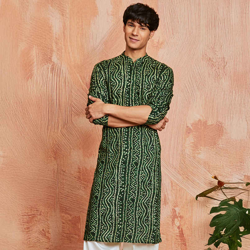 Vastramay Men's Rayon Kurta | Green - S