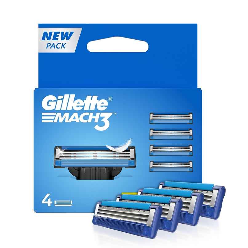 Gillette Mach 3 Mens Shaving Razor Blades For Men (4 Cartridges)