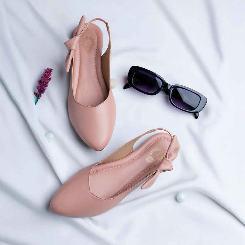 Shoetopia Casual Side Bow Detailed Pink Flat Belly For Women | UK 4