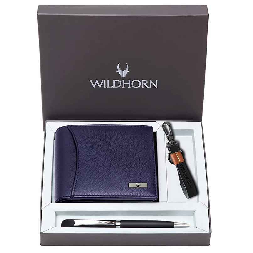 Wildhorn Men's Leather Wallet Gift Set | Blue | One Size