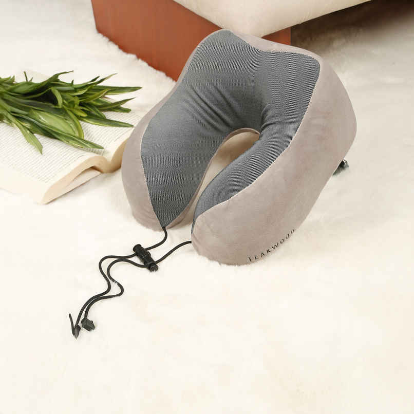 Teakwood Leathers Unisex Soft Foam U-Shaped Neck Pillow | Grey
