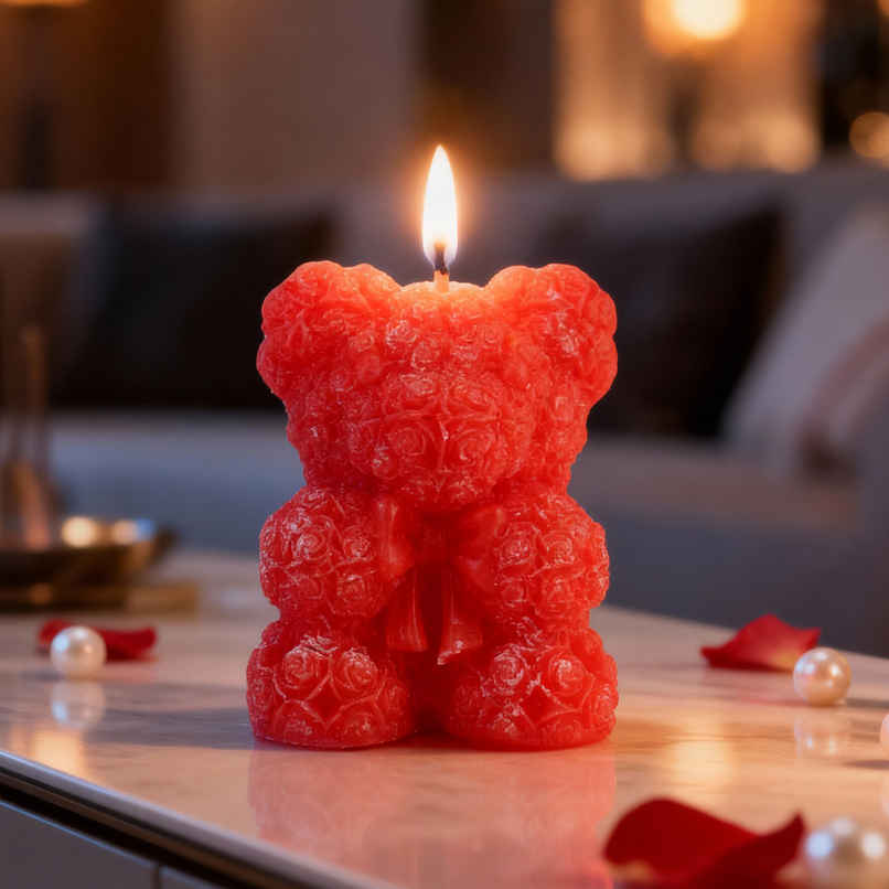 Ekam Crimson Kiss Teddy Bear Candle