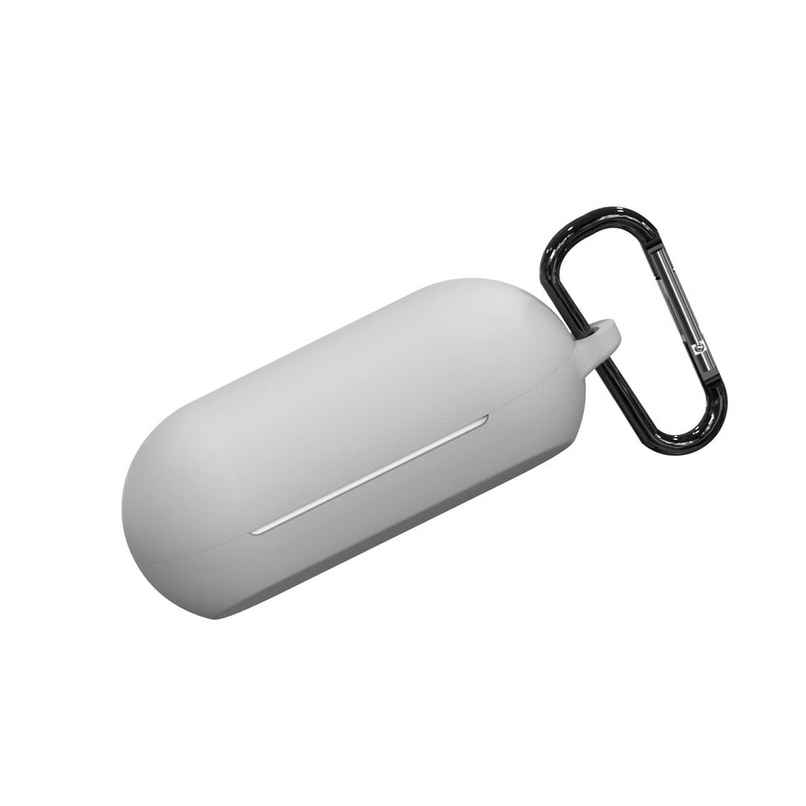 Sounce Portable Silicone Case Cover Scratch-Resistant, Non-Slip Grip, Carabiner Clip Compatible with Keychain for Sony WF-C500 TWS Case Full Protection Shockproof Case Cover Anti Fall Anti Dust (Grey)